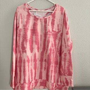 Fit 4 All by Carrie Wightman Key Hole Aztec Tie Dye Top - Pink (XL) A466021